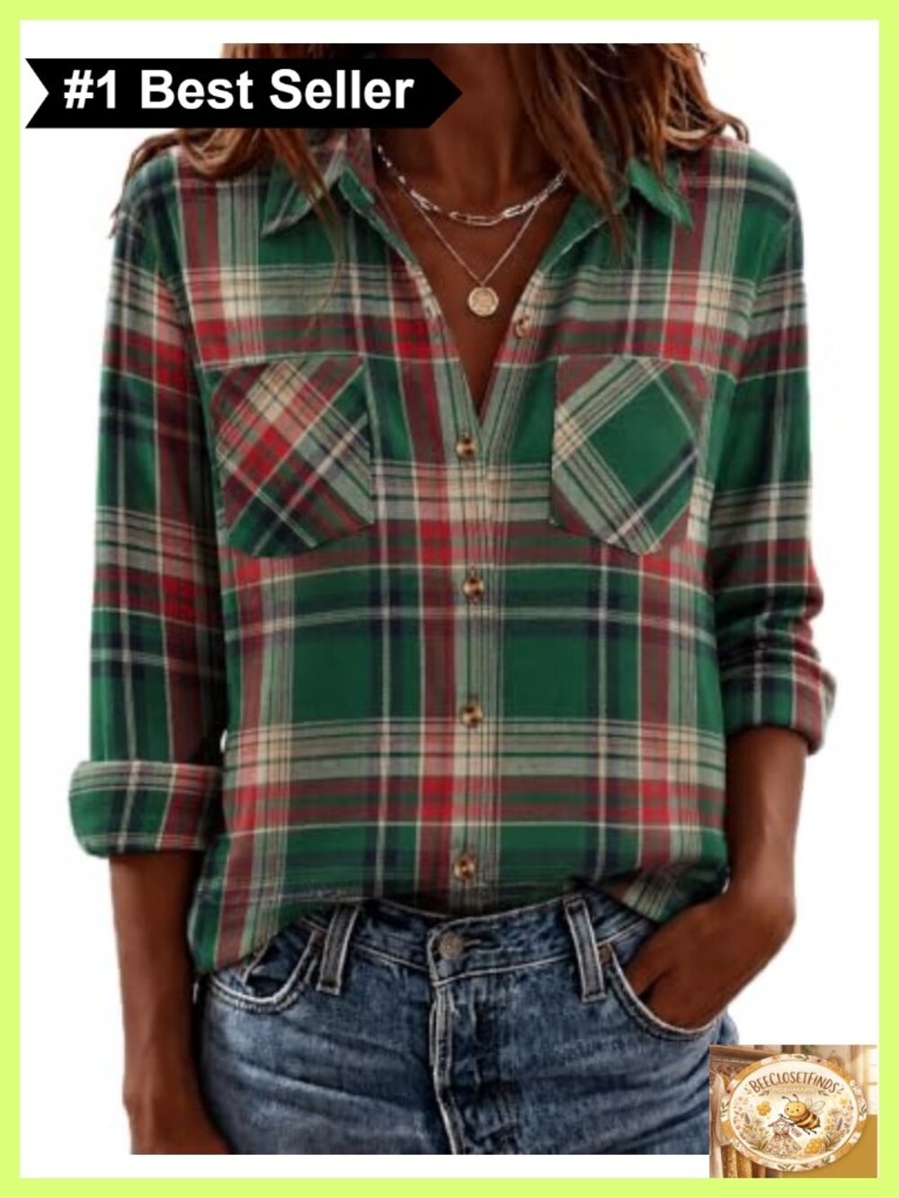 Zeagoo Womens Flannel Plaid Shirt Long Sleeve Button Down Blouse